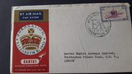 Australia 1953 Qantas Coronation Flight  Wellington To London,souvenir Cover - Erst- U. Sonderflugbriefe