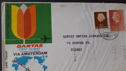 Australia 1967 Qantas First Flight  Sydney London Via Amsterdam Souvenir Cover - First Flight Covers