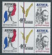 [17] Variété : N° 2369A Triptyque Victoire 1945 Déporté Gris Au Lieu De Noir V Moutarde Au Lieu D'olive + Normal  ** - Unused Stamps