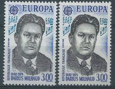 [17] Variété : N° 2367 Europa Milhaud Gris Au Lieu De Noir + Normal  ** - Unused Stamps