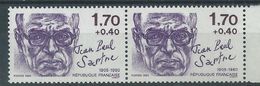 [17] Variété : N° 2357 Sartre P De Paul En Partie Effacé Tenant à Normal  ** - Ungebraucht