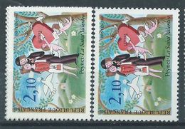 [17] Variété : N° 2354 Peynet Ombre Du Cœur Rouge Foncé Au Lieu De Rouge-brun + Normal  ** - Unused Stamps