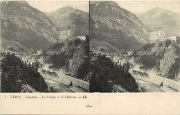 Pays Div -ref J987- Autriche - Austria - Stereo -carte Stereoscopique - Landeck - Le Village Et Le Chateau   - - Landeck