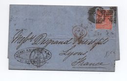 1865 - LETTRE De LONDON Avec N° 32 Pour La FRANCE Avec CACHET NOIR ANGL. AMB CALAIS - Marcofilia