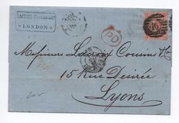 1867 - LETTRE De LONDON Avec N° 32 Pour La FRANCE Avec CACHET NOIR ANGL. AMB CALAIS - Marcofilia