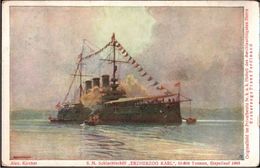 ! 1906, Österreich. Schlachtschiff Erzherzog Karl, Kriegsschiff, Warship, Adria, Flottenverein, Wien - Guerre