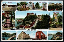 A9617 - Leisnig - MBK - Schule Postamt Markt Schloß Denkmal - Gel Feldpost 1918 - Zieher - Leisnig