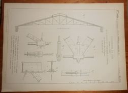 Plan De La Charpente En Fer De La Station De Tythe Bairn à Liverpool. 1855. - Travaux Publics