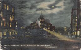 Luna Moonlight AK Syracuse Twentieth Century Limited Crossing Salina Street Railway Train Night Clair Lune New York NY - Syracuse