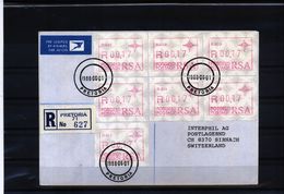 South Africa 1988 Frama Labels Nr.  P.007 - P.013 On Registered Letter To Switzerland - Frankeervignetten (Frama)