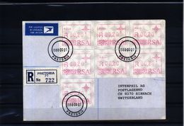 South Africa 1988 Frama Labels Nr.  P.020 - P.026 On Registered Letter To Switzerland - Viñetas De Franqueo (Frama)