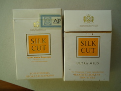 GREECE EMPTY TOBACCO BOXES IN DRACHMAS  SILK CUT - Schnupftabakdosen (leer)