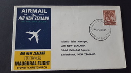 New Zealand 1965 Air New Zealand Inaugural Flight  Sydney To Christchurch,souvenir Cover - Poste Aérienne