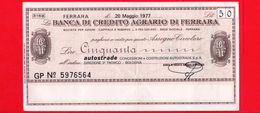 MINIASSEGNI - BANCA DEL CREDITO AGRARIO DI FERRARA - Autostrade  - FdS - BCAF.012 - [10] Cheques Y Mini-cheques