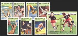 NICARAGUA 1989 - OLYMPICS BARCELONA 92 - YVERT Nº A 1300-06 + HB 192** MICHEL 2959-65 + BLOCK 186 - SCOTT C1188-94+C1195 - Wasserball