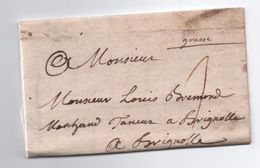 1747 - LETTRE De GRASSE (VAR / ALPES MARITIMES) Avec MARQUE MANUSCRITE Pour BRIGNOLES (VAR) - 1701-1800: Precursors XVIII