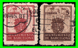 ESPAÑA SELLO AYUNTAMIENTO DE BARCELONA ESCUDO NACIONAL DE LA CIUDAD AÑO 1944 SELLO DE RECARGO AÑO 1944 - Barcelona