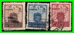 ESPAÑA SELLOS AYUNTAMIENTO DE BARCELONA SELLOS DE RECARGO AÑO 1944 - Barcellona