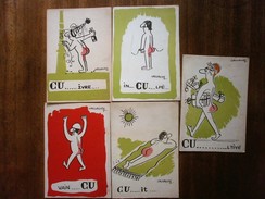 LOT DE 5 CARTES HUMOUR LASSALVY - Lassalvy