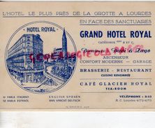 65- LOURDES- RARE CARTE GRAND HOTEL ROYAL -DIRECTEURS DAVI & ZAGO-CAFE BRASSERIE - Straßenhandel Und Kleingewerbe