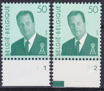 Albert II 2551 ** Pl. 1-2 Type MVTM Groene Gom / Verte - 1991-2000