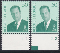 Albert II 2551 ** Pl. 1-2 Type MVTM Groene Gom / Verte - 1991-2000