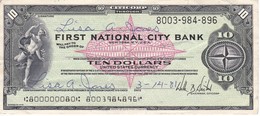 BILLETE DE ESTADOS UNIDOS DE FIRST NATIONAL CITY BANK DE 10 DOLLARS DEL AÑO 1976  (TALON) - Autres & Non Classés