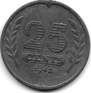 Netherlands 25 Cents 1942  Km 174  XF - 25 Cent