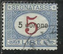 DALMAZIA 1922 SEGNATASSE TAXES TASSE POSTAGE DUE TAXE C 5 CORONE SU 5 LIRE USATO USED OBLITERE' - Dalmazia