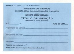 PORTUGAL, Automobile Licence - Ongebruikt