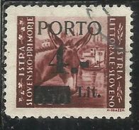 ISTRIA E LITORALE SLOVENO 1946 SEGNATASSE POSTAGE DUE TASSE TAXES SOPRASTAMPATO PORTO OVERPRINTED LIRE 4 SU 0,50 USATO - Occup. Iugoslava: Litorale Sloveno