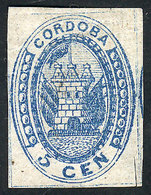 ARGENTINA: GJ.1, 5c. Blue, Mint Without Gum, Very Fine Quality! - Cordoba (1858-1860)