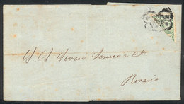 ARGENTINA: Folded Cover Dated 14/MAY/1860 Franked With 10c. Green Diagonal BISECT - Neufs