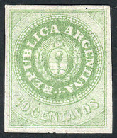 ARGENTINA: GJ.8, 10c. Yellow-green, Mint, Very Ample Margins, Excellent Copy! - Nuevos