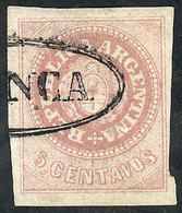 ARGENTINA: GJ.10, 5c. Dull Rose, Wide Margins, With FRANCA Cancel Of San Luis, Bea - Unused Stamps