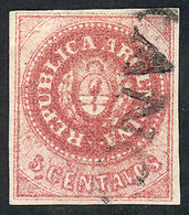 ARGENTINA: GJ.10B, 5c. Carminish Rose, Interesting Very Worn Impression, With FRAN - Ongebruikt