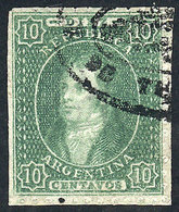 ARGENTINA: GJ.21, 10c. Clear Impression, With Rococo Cancel Of Tucumán, Absolutely - Oblitérés
