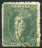 ARGENTINA: GJ.23, 10c. Worn Impression, Dark Green, Used In Rosario On 23/JA/1866, - Oblitérés