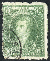 ARGENTINA: GJ.23, Worn Impression, Fantastic Example Of 10c. With Notable Plate We - Used Stamps