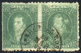ARGENTINA: GJ.23b + 23g, RARE PAIR With Semi-clear Impression, One Example With Pa - Used Stamps