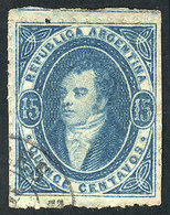 ARGENTINA: GJ.24, 15c. Dark Blue, Worn Impression, Striking! - Used Stamps