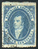 ARGENTINA: GJ.24, 15c. Dark Blue, Worn Impression, Striking! - Usados