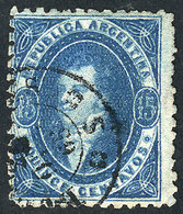 ARGENTINA: GJ.24, 15c. Dark Blue, Worn Impression, With Line Watermark (lower Shee - Oblitérés