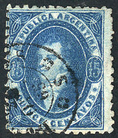 ARGENTINA: GJ.24, 15c. Dark Blue, Worn Impression, With Line Watermark (lower Shee - Usados