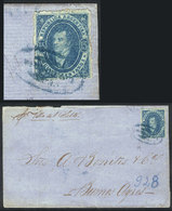 ARGENTINA: GJ.24, 15c. Blue, Dull Impression, Superb Example Franking A Folded Cov - Used Stamps