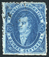 ARGENTINA: GJ.24b, 15c. With Almost Complete DOUBLE IMPRESSION Variety (very Notab - Oblitérés