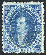 ARGENTINA: GJ.24g, 15c. Dark Blue, Very THIN Paper, VF And Rare! - Usados