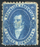 ARGENTINA: GJ.24h, 15c. Worn Impression, THICK PAPER Variety, VF Quality! - Used Stamps