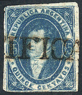 ARGENTINA: GJ.24A, 15c. Worn Impression, Indigo-blue, With "CERTIFICADO" Cancel Of - Oblitérés