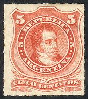 ARGENTINA: GJ.48, 1876 Rivadavia 5c. Rouletted, Mint Original Gum, VF! - Otros & Sin Clasificación